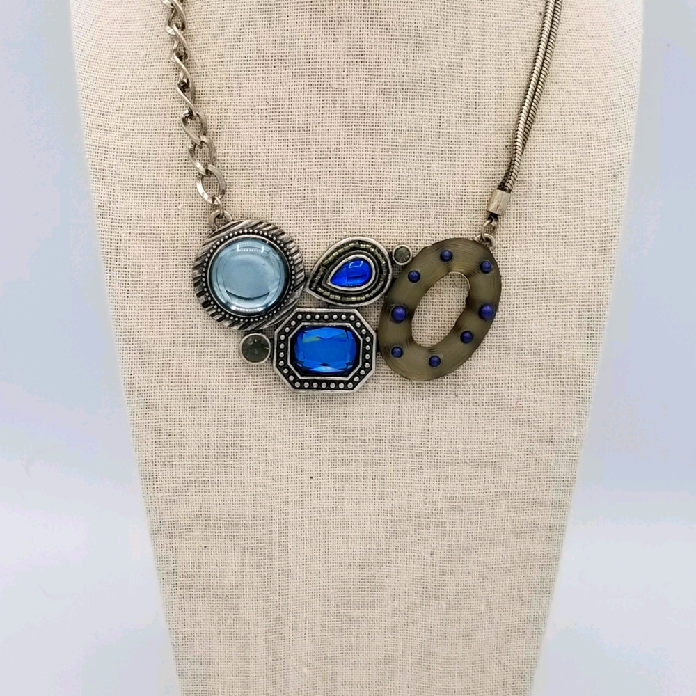 Laura Ashley Silver Tone Geometric Necklace Clear
